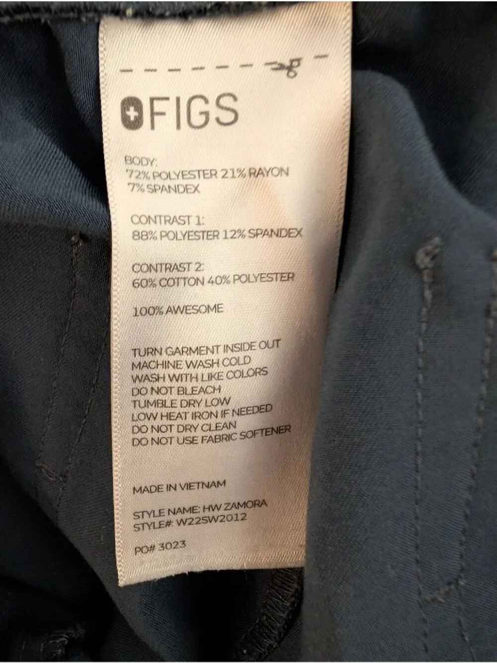 Figs Navy Blue Jogger Scrub Pants With Drawstring Waist & Multiple Pockets For M